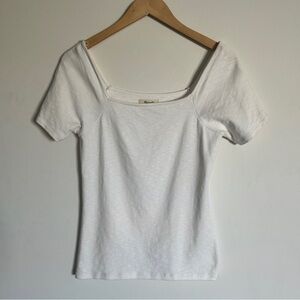 Madewell White Short Sleeve Square Neck Tee Size Medium